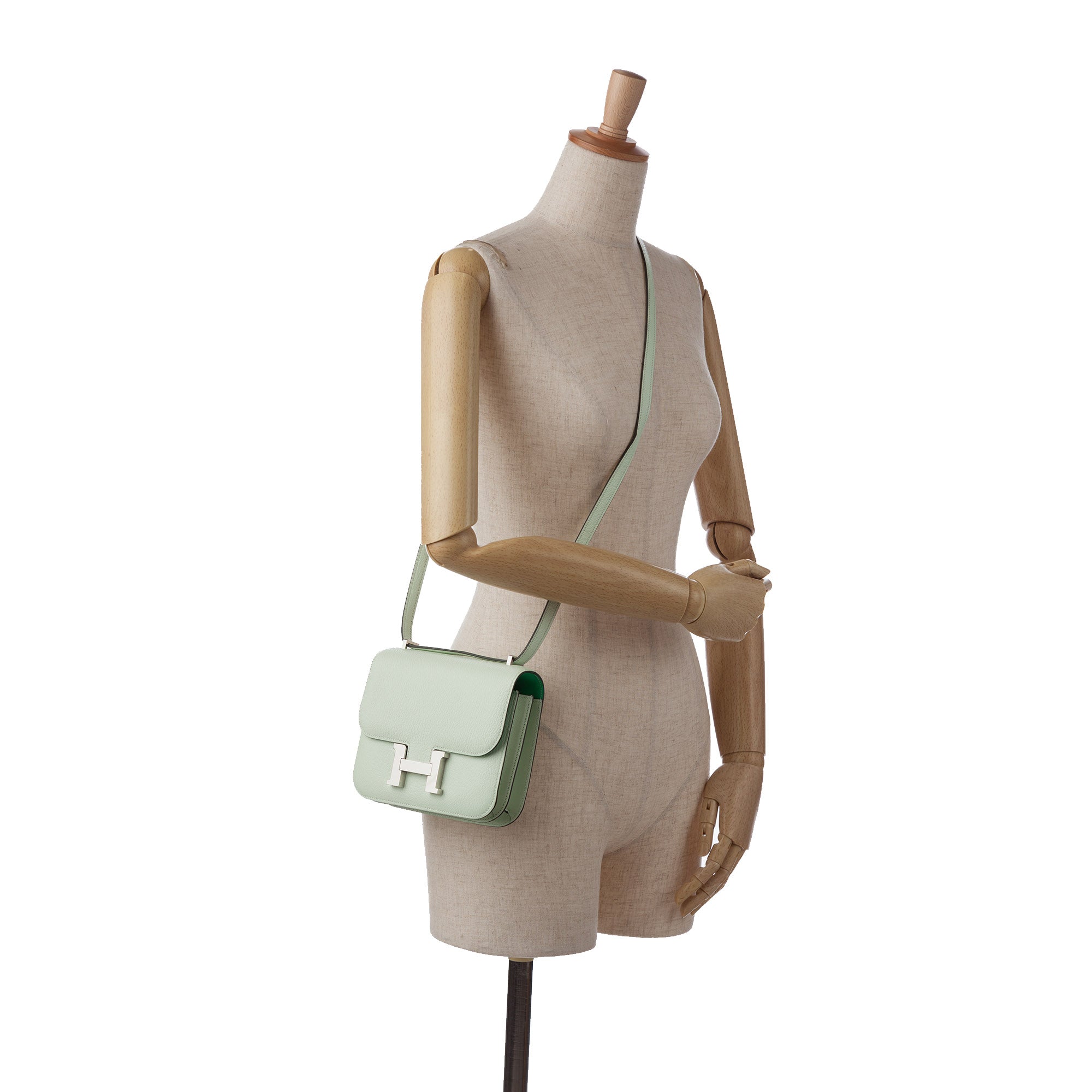 Hermès Borsa Hermès Mini Constance 18 Mirror Chevrè Verso Vert frizz Borse