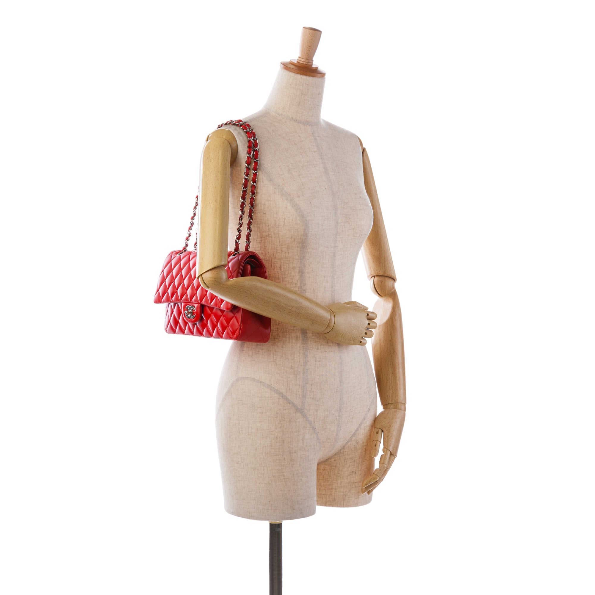 Chanel Chanel Classic Media Agnello Red Borse, Novità, Prodotti