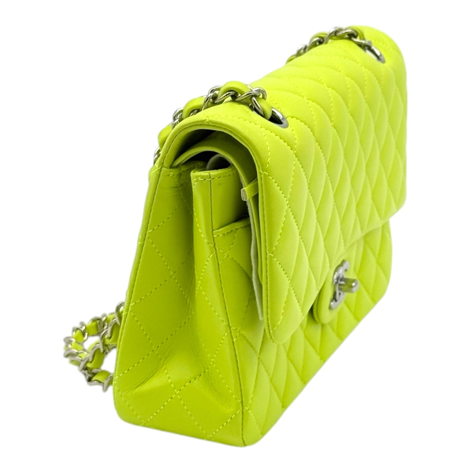 Chanel Chanel Timeless Classic Media Giallo Fluo Borse