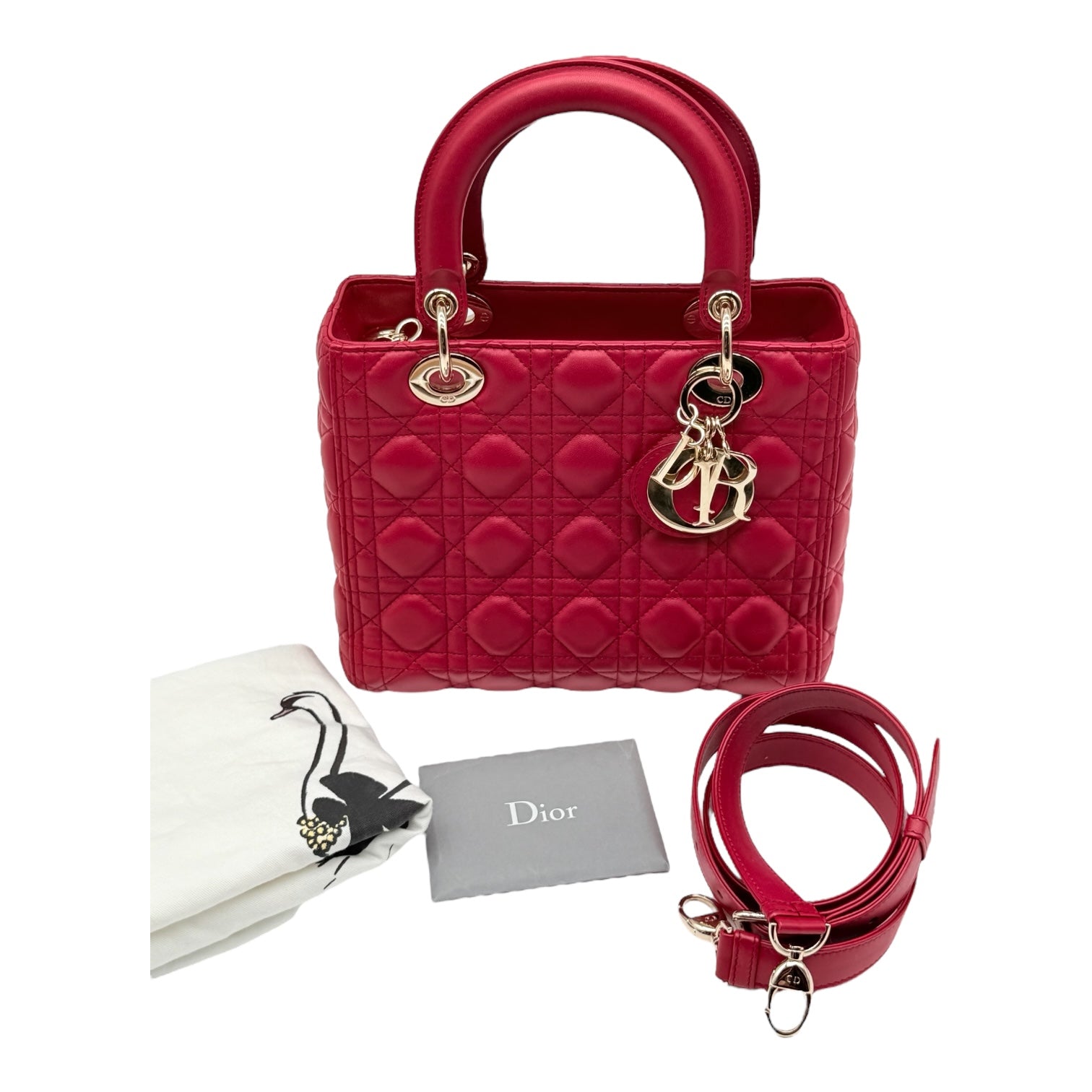 Dior Lady Dior Media Rosso Ciliegia Borse, Novità, Prodotti