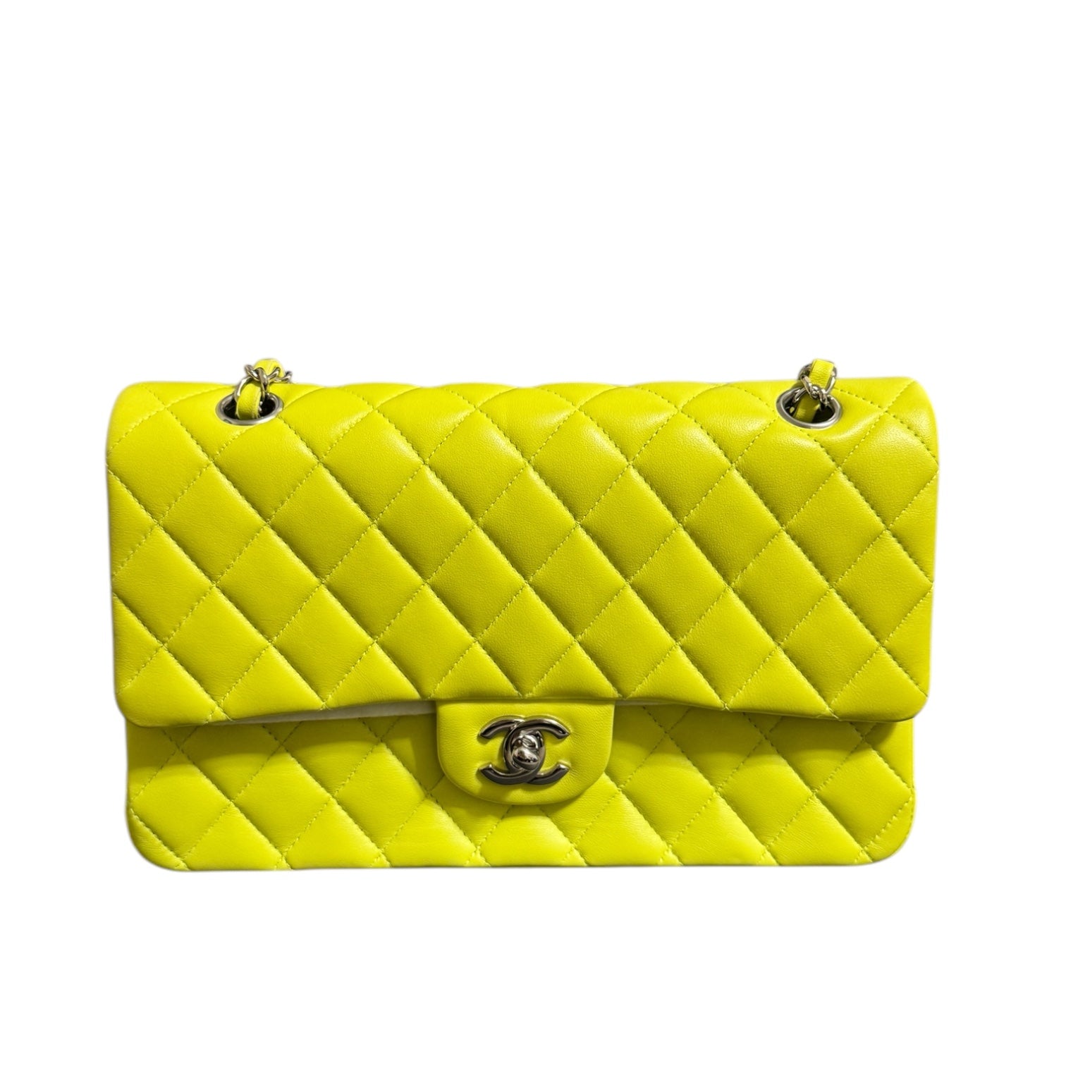 Chanel Chanel Timeless Classic Media Giallo Fluo Borse