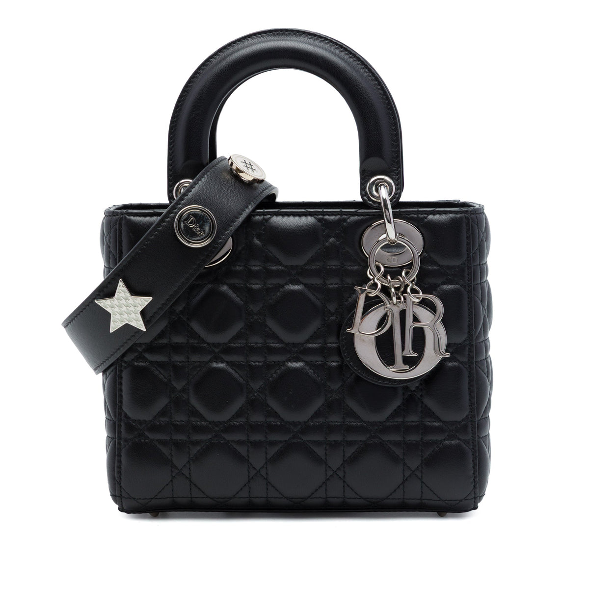 Dior Small Lady Dior Cannage in Agnello Nero