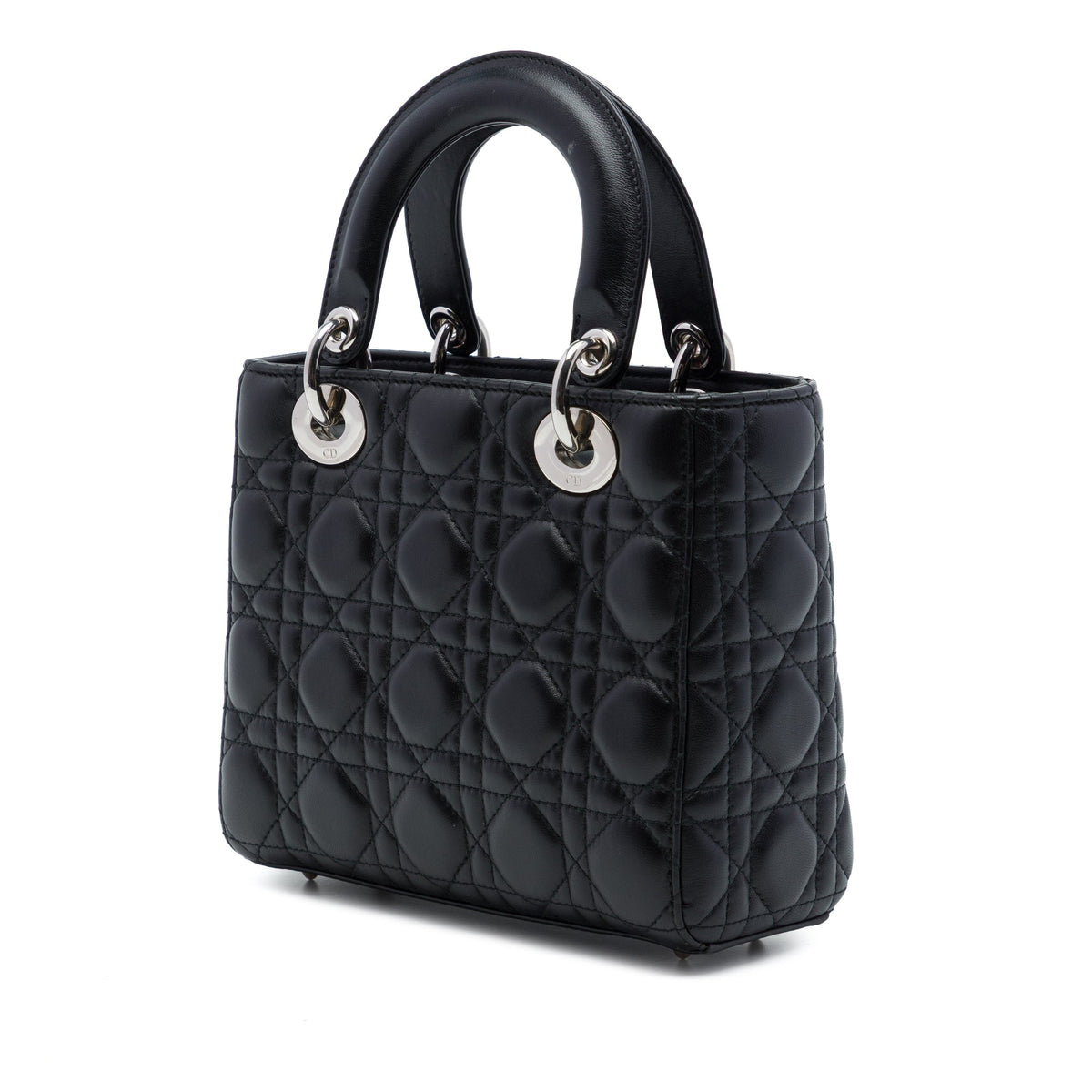 Dior Small Lady Dior Cannage in Agnello Nero