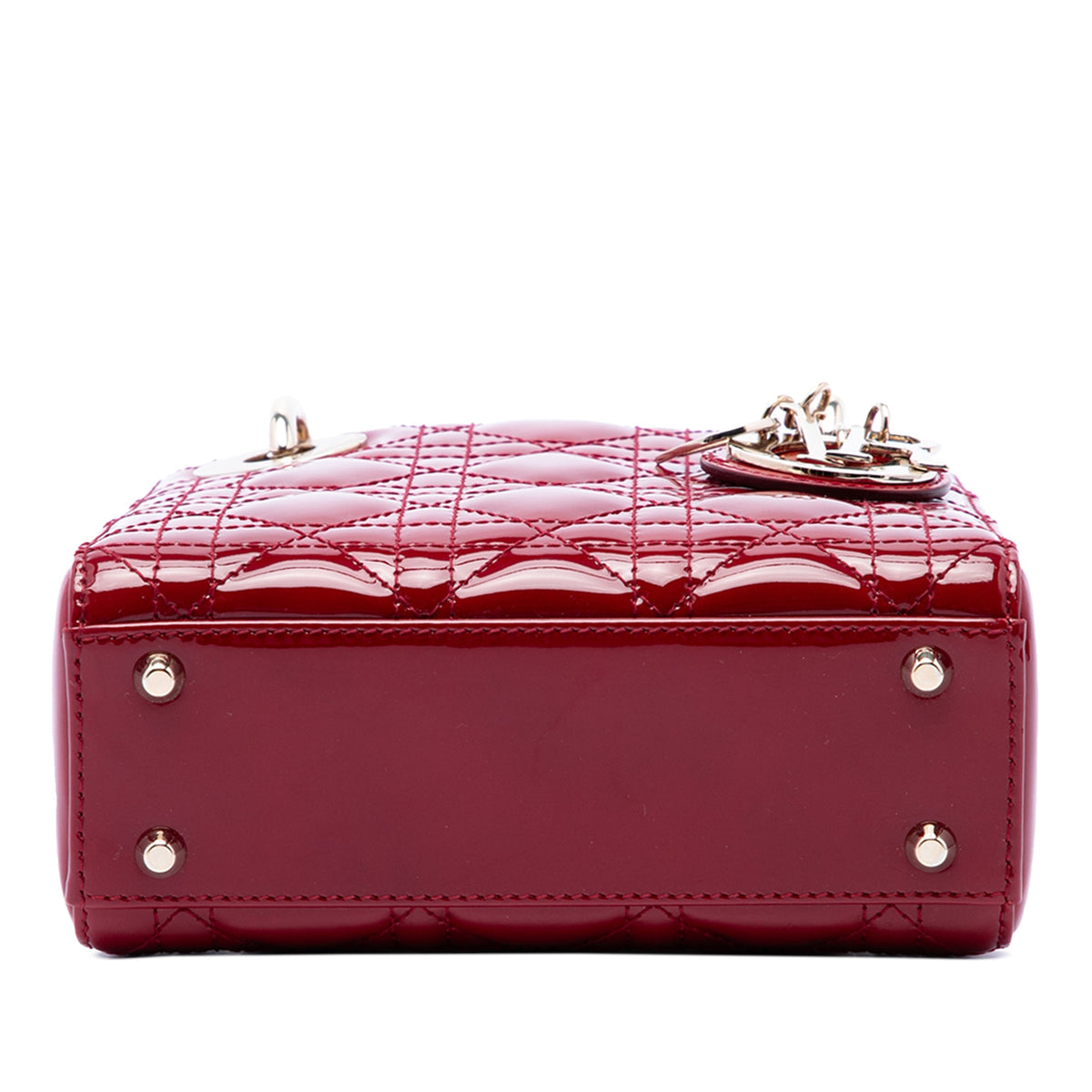 Dior Mini Lady Dior Cannage in Vernice Rossa