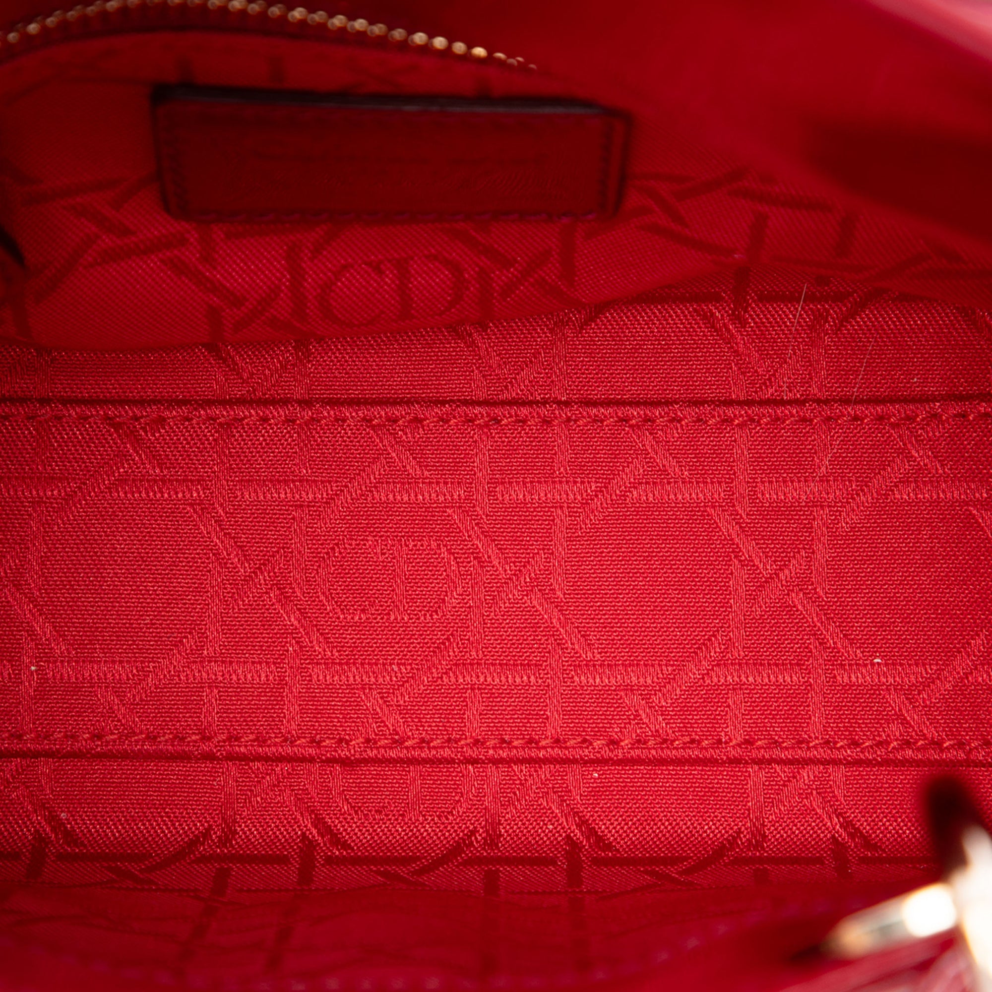 Dior Mini Lady Dior Cannage in Vernice Rossa