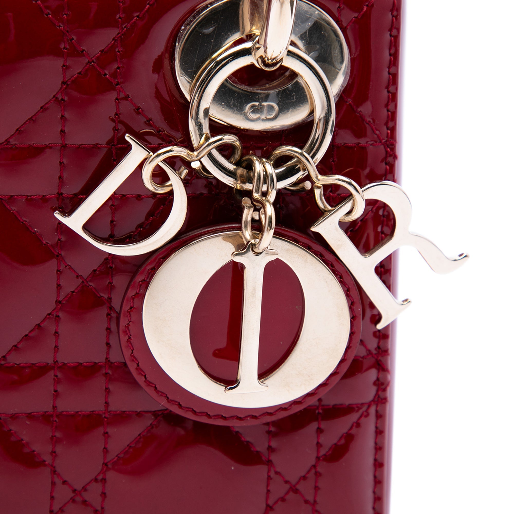 Dior Mini Lady Dior Cannage in Vernice Rossa