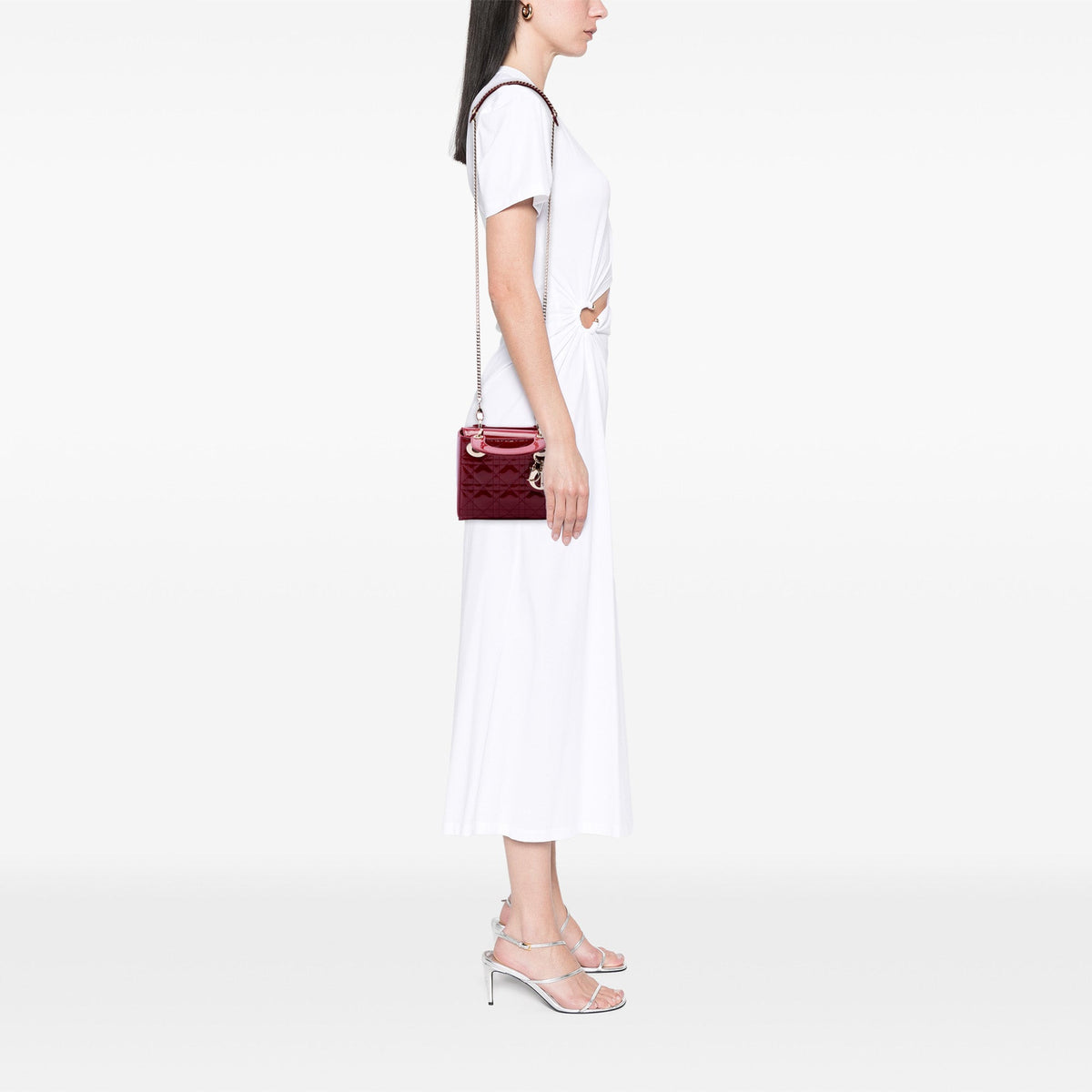 Dior Mini Lady Dior Cannage in Vernice Rossa