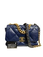Borsa chanel 19 grande blue in pelle