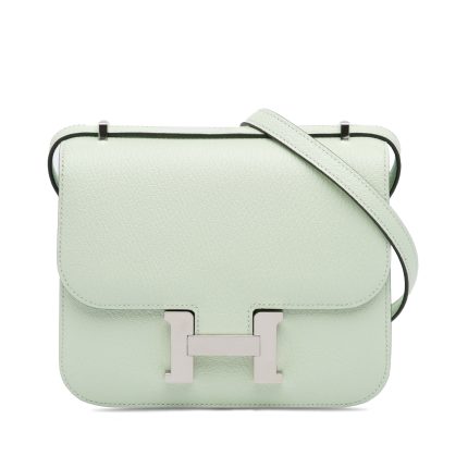 Borsa Hermès Mini Constance 18 Mirror Chevrè Verso vert frizz
