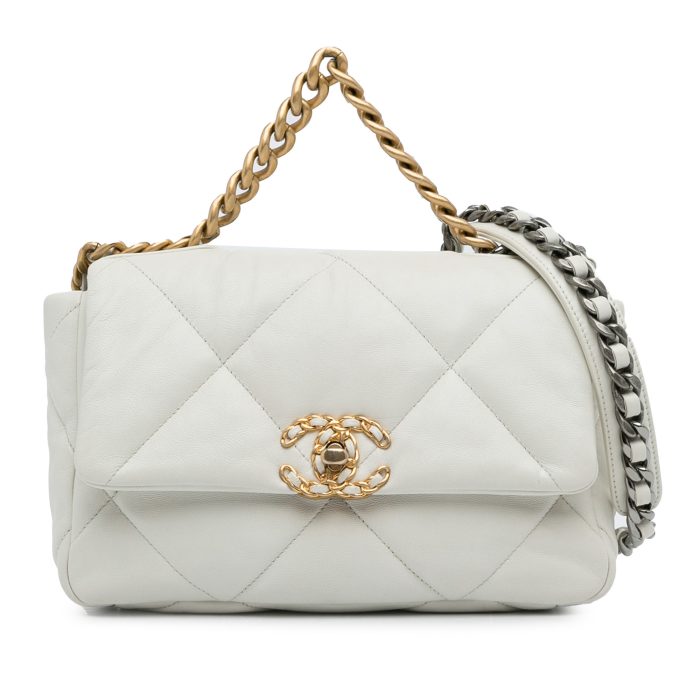 Borsa Chanel 19 bianco ghiaccio