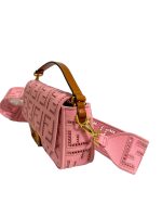 Borsa Fendi Baguette Tela Ricamata FF rosa