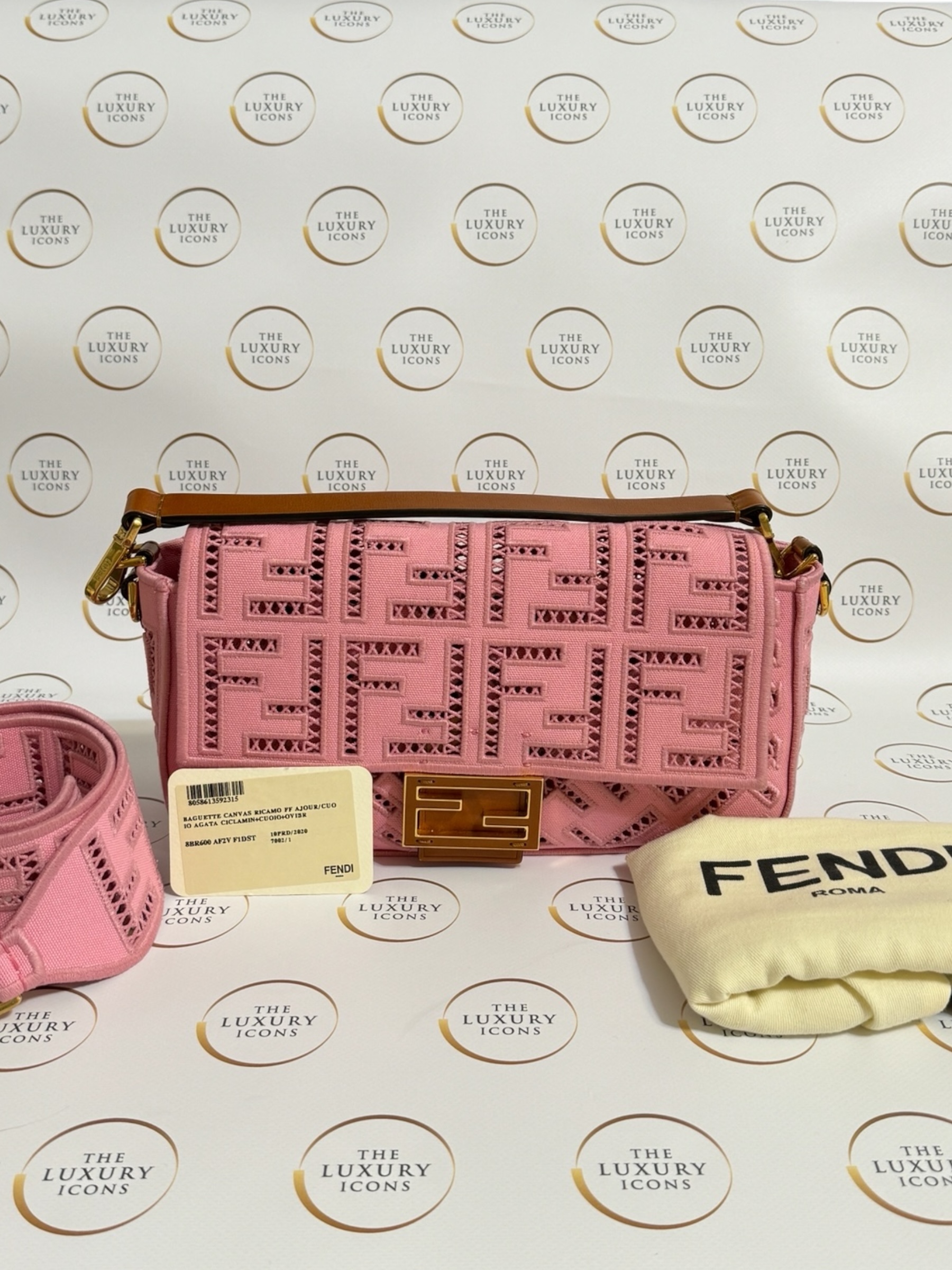 Borsa Fendi Baguette Tela Ricamata FF 