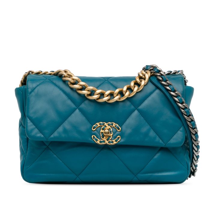 Borsa Chanel 19  Grande colore teal