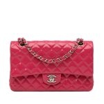 Borsa Chanel Timeless Classic media Patent Rosa