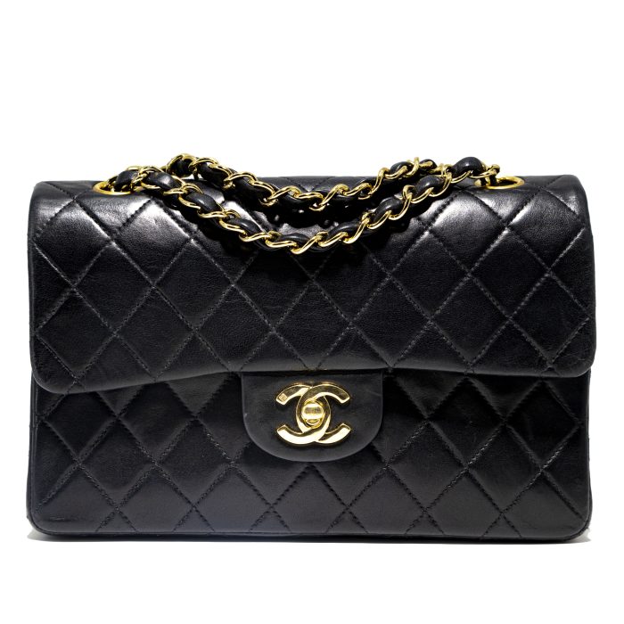 Borsa Chanel Timeless Classic Small colore nero hardware oro 24 k
