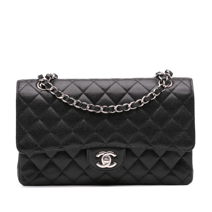 Chanel Classica media nera caviar