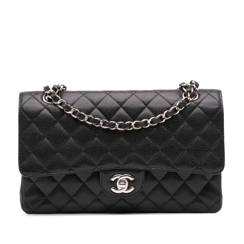 Chanel Classica media nera caviar