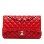 Chanel Classic Media Agnello Red