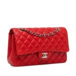 Chanel Classic Media Agnello Red