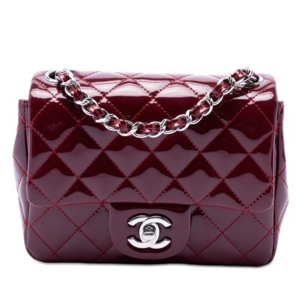 Chanel Mini Square Patent Bordeaux - Mini Flap Bag in Vernice Bordeaux Matelassé