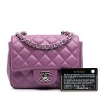 Chanel Mini Square Flap Bag Purple Lambskin